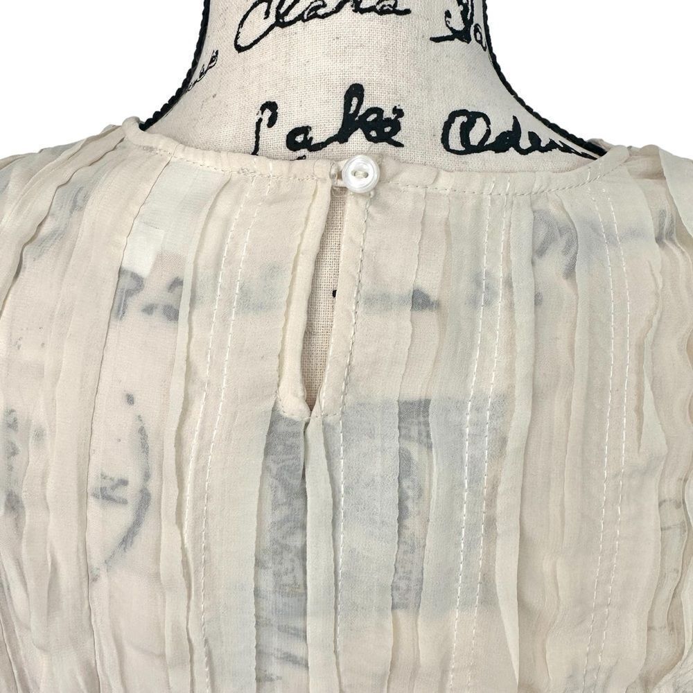 Line & Dot Ivory‎ Ruffle Pleaded Sheer Blouse, Small - Picture 5 of 11